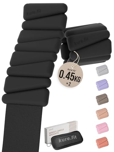 kure.fit Weighted Bangles أوزان للمعصم والكاحل | Adjustable Wrist & Ankle Weights for Women (2 x 0.45kg)| Ankle Weights for Yoga Pilates & Walking | Arm & Leg Weights for Men | Home & Gym Workouts