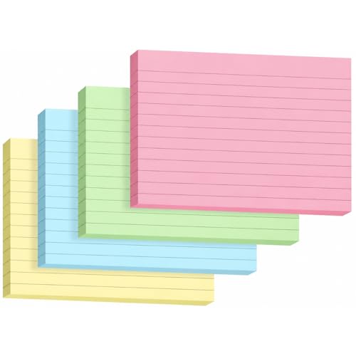 Hawksbill 250 Revision Card A6 Flash Cards Coloured Index Cards (148mmX105mm) Neon Ruled Index Card for Study Office and Organization
