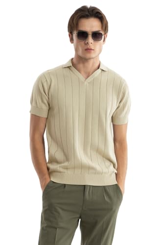 Image of SNITCH Men T-Shirts | Slim Fit Polo Collar Half Sleeve | Textured Self-Design Cotton Fabric | Breathable & Casual Wear