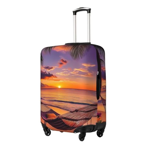 Beach Sunset Hammock Elastic Travel Luggage Cover, Washable Spandex Suitcase Protector, Anti-Scratch Fits 18-32 Inch2