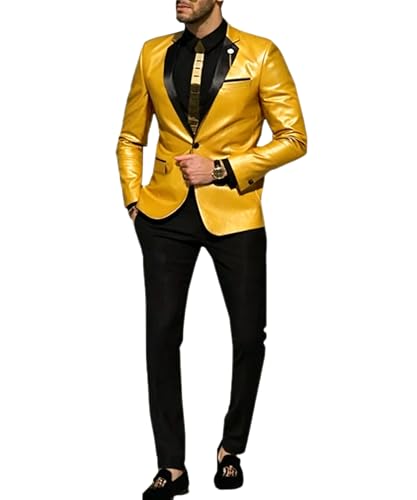 Costume de mariage en cuir PU avec veste smoking chic homme