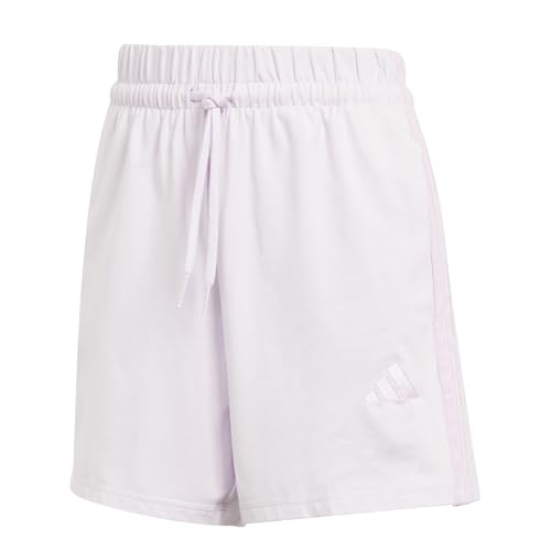 adidas Women's Essentials 3-Stripes Cotton Shorts, ice Lavender/Bliss Lilac, S