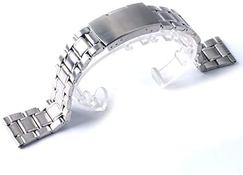 Bracelet de montre 20mm et 22mm en acier inoxydable avec boucle argent et extremite droite