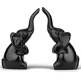 AWARDSEN Ornement d'éléphant Noir Cadeaux d'éléphant pour Femmes 1 Paire de Statues d'éléphants Ornements animaliers en résine pour Salon et décoration intérieure 9 cm