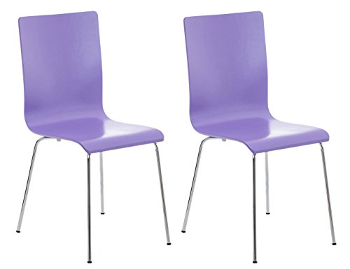 CLP Set de 2 Chaises de Salle d'Attente Pepe Bois I Chaise de Visiteur Robuste Pieds en Métal I Chaise de Conférence en Bois : Couleur Violet