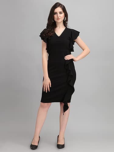 Image of Sheetal Associates Women's Short Sleeve V-Neck Bodycon Casual Mini Dress