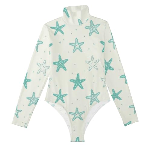 Corsé de manga larga GuoChe morado tipo body con estampado de estrellas de mar para mujer