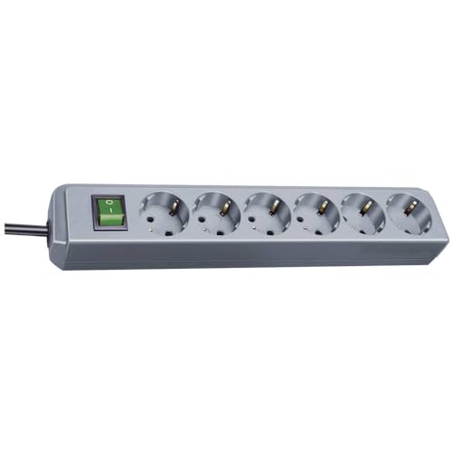 Brennenstuhl Eco-Line Power Strip with 6 Outlets (1.5 m Cable, Switch) Silver