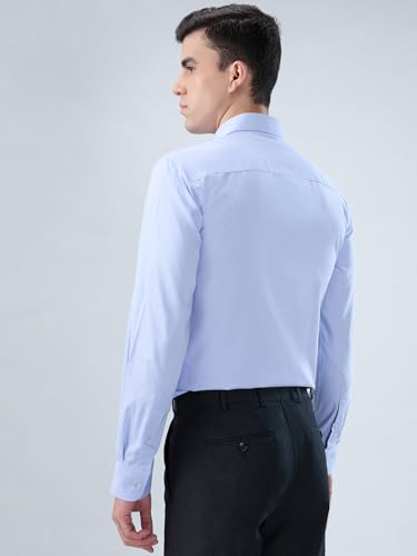 Image of Park Avenue Men Modern Slim Fit Solid Pattern Cotton Polyester Blend Semicutaway Collar Full Sleeve Formal Shirt