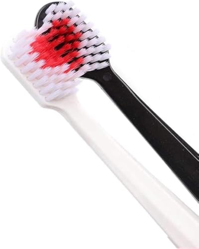 Juroicessry 2 cepillos de dientes en blanco y negro en forma de corazón, cepillos de dientes para parejas, ecológicos, nano cepillos de dientes para el cuidado dental, cepillos de dientes manuales,