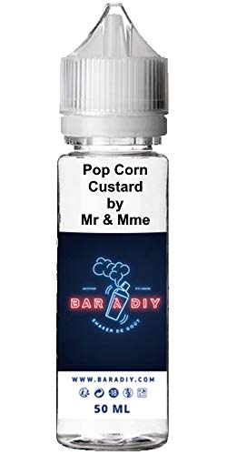 E-liquide assemblé par BAR à DIY® avec le concentré Pop Corn Custard de Mr & Mme - 50mL - Sans nicotine ni tabac