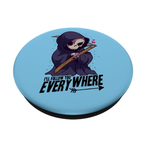 I'll Follow You Everywhere Grim Reaper Halloween PopSockets Swappable PopGrip, Black - Image 2