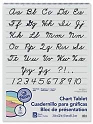 Pacon Colored Paper Chart Tablet, 5 Assorted Colors, Cursive Cover, 1" Ruled 24" x 32", 25 Sheets