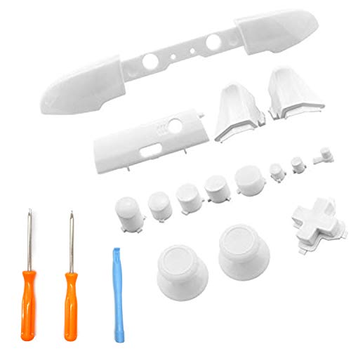 YICHUMY Replacement RB LB Bumper RT LT Trigger Buttons Mod Kit for Xbox One S Slim Controller (White)