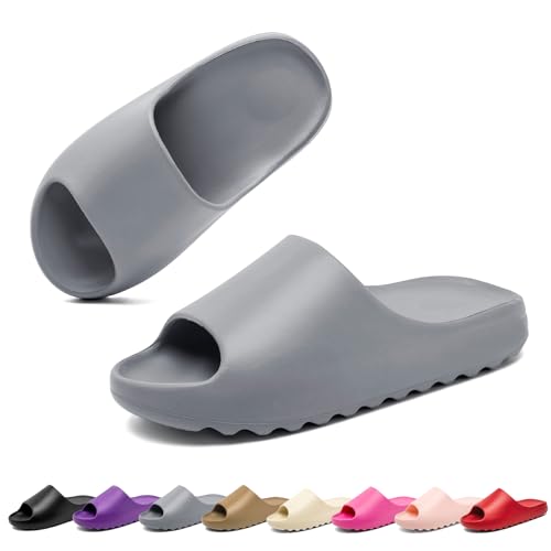 Shoquis Kids Cloud Sandals for girls boys Comfortable Kids Slippers EVA Anti-Slip shower shoes Thick Sole Open Toe Garden Shoes girls sandals toddler slippers for Indoor and Outdoor Size(Gery 27-28)