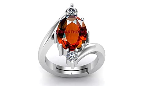 Bague Gomed hessonite naturelle contre le stress anneau argent ajustable homme et femme