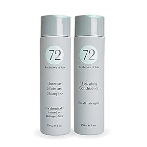 72 Hair Vegan Intense Moisture Duo, Sulphate Free Shampoo and Conditioner Set, Anti Frizz Treatment, 500ml