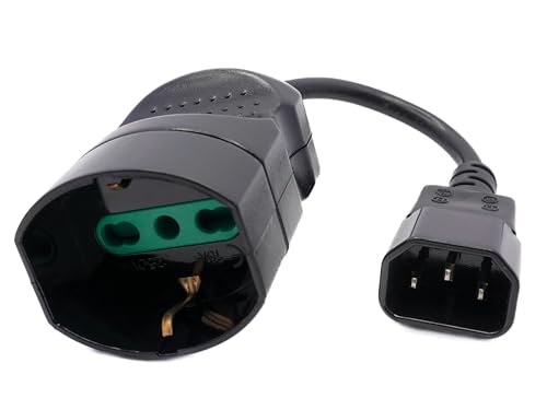 Mach Power Cavo UPS 15cm, Spina IEC C14 a Presa Schuko 16A, Adattatore Alimentazione per Gruppi di Continuità (UPS), PC e Server – Isolamento Sicuro (CV-CO-SHU-IEC)