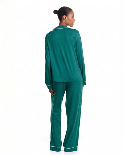 Image of U.S. POLO ASSN. Womens Lightweight Notch Collar Pajama Set | Classic Button Down Pajamas for Women with Long Sleeve Top and Pajama Pants
