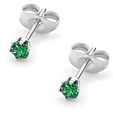 HSP ピアス サージカルステンレス 3mmジュエル ラウンドCZ シンプル キュービックジルコニア 1ペア グリーン メンズ レディース