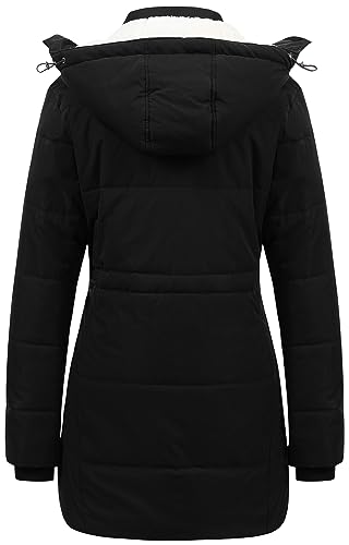 CREATMO US Women's Thicken Sherpa Winter Coat Puffy Warm Snow Jacket With Removable Hood2