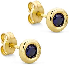 Orovi Gold Stud Earrings for Women - Solid 9k /375 White/Yellow Gold - with Ruby/Emerald/Sapphire/Cubic Zirconia - Hypoallergenic