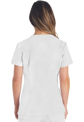 Dickies EDS Essentials Scrubs, V-Neck Womens Tops with Four-Way Stretch and Moisture Wicking DK615, S, White - image 5
