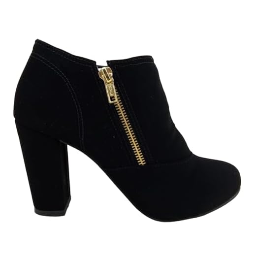 Bota Botinha Coturno Feminina Salto Alto Grosso 9 cm Cano Curto Confortavel (Preta, BR, Adulto, Numérico, 40)