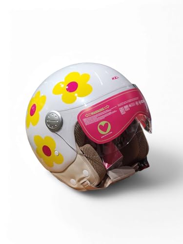 Casco jet NZI de moto urbana Ágatha Ruiz de la Prada Pasarela Margaritas naranja y rosa talla S