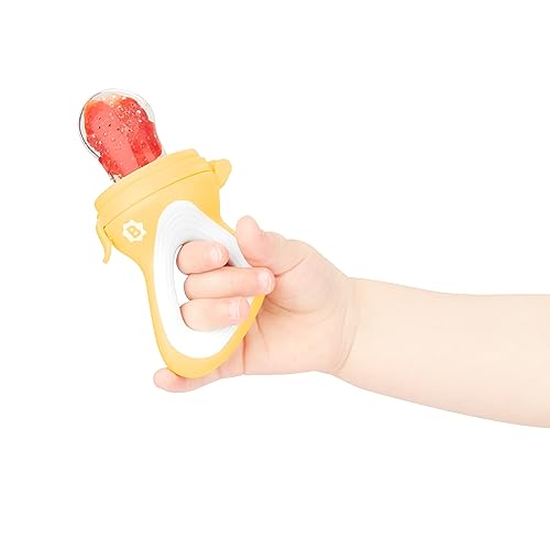 Badabulle Baby Fruchtsauger mit Schutzkappe, ergonomischer Griff, entlastet das Zahnfleisch und führt neue Geschmacksrichtungen ein, ab 4 Monaten, BPA-frei