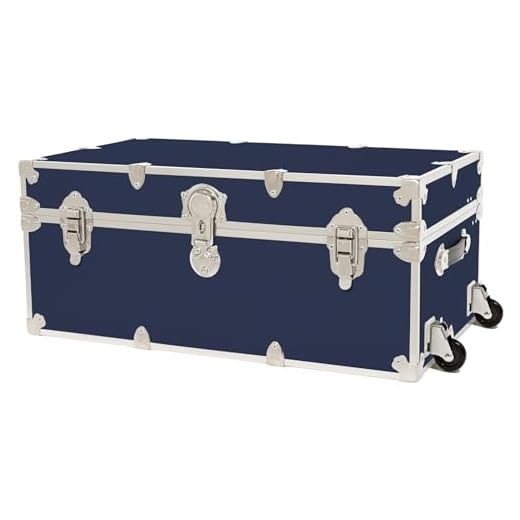 Rhino Trunk & Case Camp & College Trunk with Wheels, 30" x 17" x 13", Navy Blue
