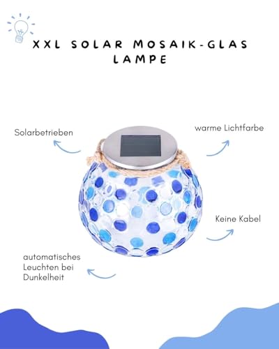 YARNOW Solar-Gartenleuchte Mosaik – Buntes Glas-Design, 13x13x10 Cm, Für Terrasse & Garten