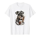 Mini Schnauzer salpicadura café amantes de los perrito claro Camiseta