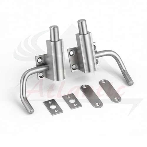 Atlantic Heavy Cam Bolt | Automatic Tower Bolt, Door Latch for Home and Offices Doors and Windows, Tower Bolt for Main Door and Bathroom, Easy to Fit (Fully Brass, S.S. Finish, Pack of 8 Piece)