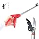FISHTEC Gartenschere Langer Stiel mit Halteklammer aus Aluminium - Teflonbeschichtung - Manuelle Gartenschere - Griffamboss - Mit Sicherheitsverriegelung - Länge 64 cm - Farbe rot