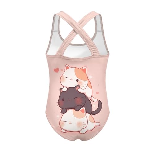 Image of Xpyiqun Swimsuit for Girls One Piece Bathing Suits Size 5-14 Sleeveless Swimwear Cross Shoulder Strap Swimming Wear