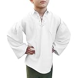 Bbalizko Boys Medieval Pirate Shirt Kids Renaissance Lace up Halloween Scottish Jacobite Ghillie Cos