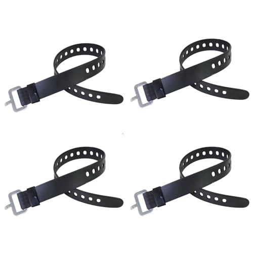 4x Heavy Duty Rubber Straps 50cm with Buckle - Quick Release Velcro Strap Alternative for Bikes, Ski, Cargo & UK Outdoor Gear (Black)