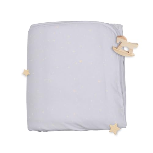 Image of Soft Baby Quilted Blanket - Lightweight and Breathable, Ideal for Newborns and Toddlers. (Gray with Stars, 39 inch x 57 inch)