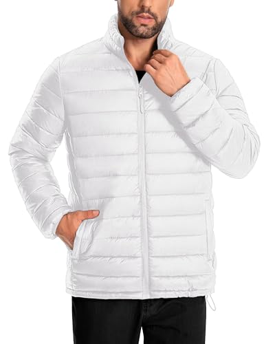 Men's Puffer Jacket Lightweight Warm Winter Jackets for Men Windproof Insulated Puffy Coat with 3 Pockets