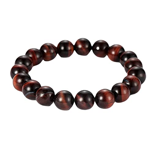 Bracelet en perlé de pierre oeil de tigre rouge le cadeau mixte idéal de 19cm
