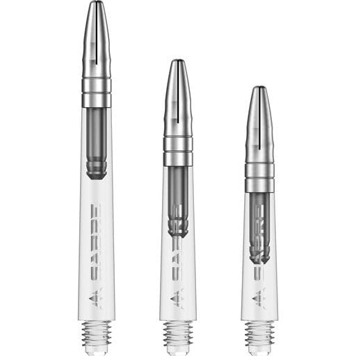 Mission Darts Sabre Shafts Durable Clear Polycarbonate Stems Tweenie Plus, Silver Top, 1 Set of 3 Shafts (S1690)