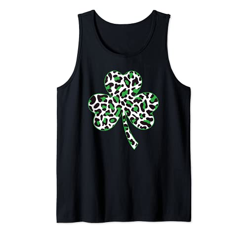 Patrón irlandés lindo del día de San Patricio de la impresión del leopardo del trébol Camiseta sin Mangas