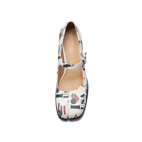 Image of Women Chunky Block High Heels Mary Janes Shoes Split Toe Tabi Shoes Ankle Strap Dress Pumps Shoes