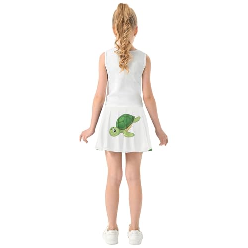 Cute Cartoon Sea Turtles Athletic Shorts Girls Skorts Skirts with Shorts Cool Pink Girl Skort 3t4