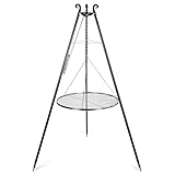 FINNWERK VILLE 70 Schwenkgrill aus Stahl mit Grillrost 70cm Durchmesser, Edelstahlrost, Dreibein, Robuster Schwenker für den Garten