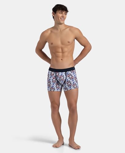 Image of Jockey US63 Men's Super Combed Cotton Elastane Stretch Printed Trunk with Ultrasoft Waistband