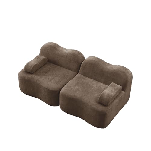 Sofá de 2 plazas modular Boneless con asientos profundos color marrón para salón 5