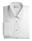 NEIL ALLYN Men's Slim FIT Lay-Down Collar 1/4 Pleats Tuxedo Shirt-XL-34-35 White