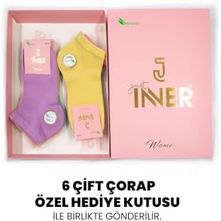 Just Inner 6'lı Set Kadın Bambu Patik Çorap - Dikişsiz Burun, Esnek, Dayanıklı, Nefes Alan, Çevre Dostu, Şık ve Hafif Tasarımlı, (Renkli - 36-40) - Görsel 2